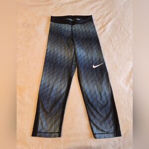 Nike Pro Womens Small Black, Blue & Gray Striped Performance Leggings